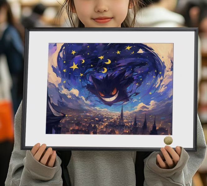 皇呱工作室 《星空耿鬼》精靈寶可夢梵高裝飾畫 