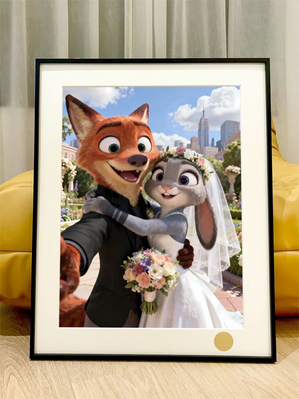 星空《動物城婚禮》瘋狂動物城2朱迪尼克裝飾畫 