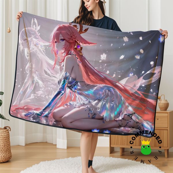 皇呱《曼妙身姿八重神子》原神大巫女狐之血裝飾畫 