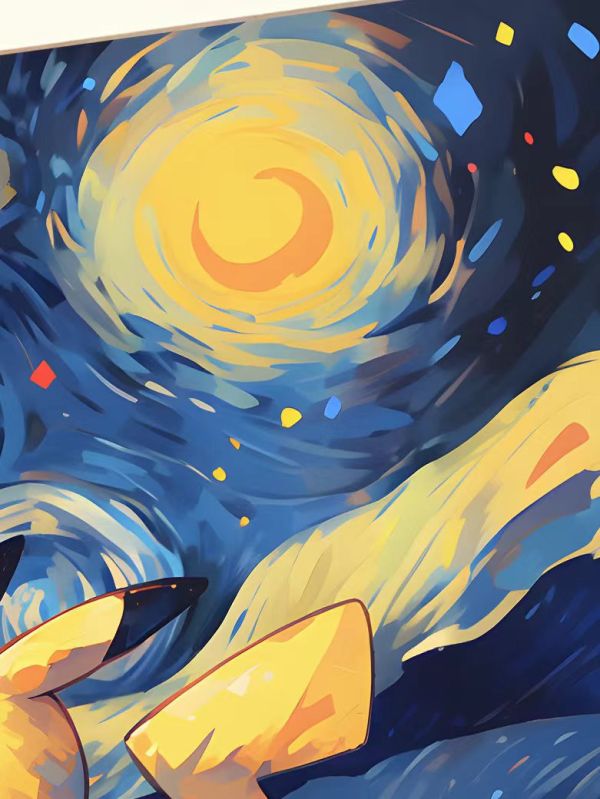 星空工作室 《星空皮卡丘》寶可夢寵物小精靈裝飾畫 