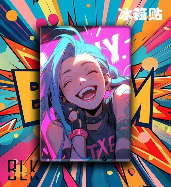 巴洛克 狂喜金克斯LOL暴走蘿莉爆爆雙城之戰裝飾畫/亞克力冰箱貼 