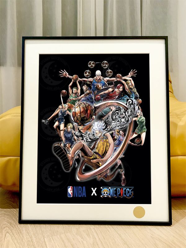 星空《OP X NBA》海賊王尼卡魯夫湖人隊紅髮索隆裝飾畫 