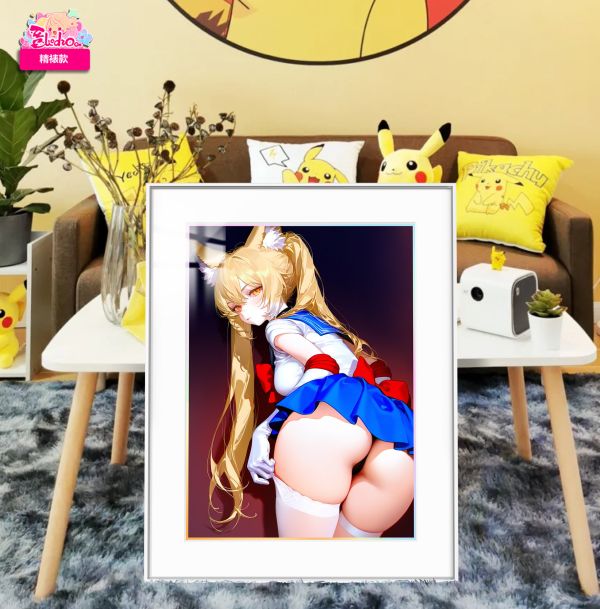 阿喵畫社 美少女忍冬超清精裱畫 