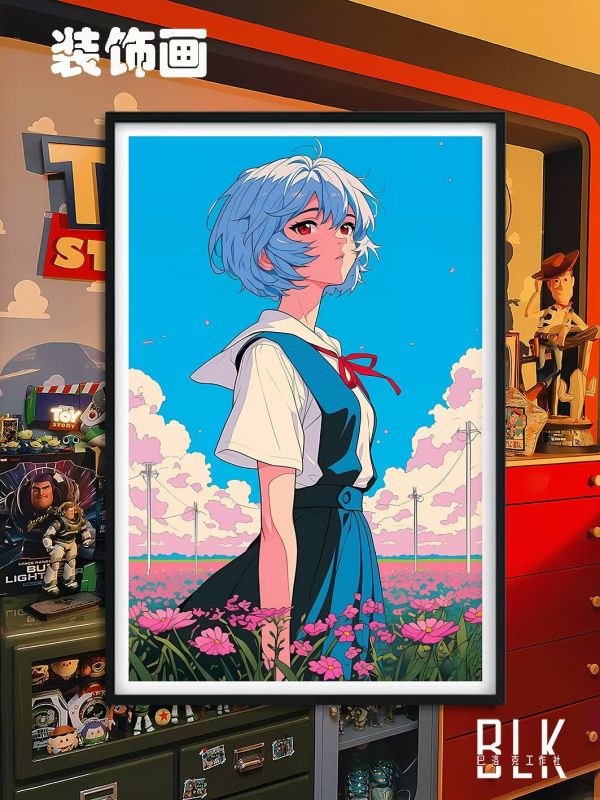 巴洛克 花叢綾波麗EVA新世紀福音戰士裝飾畫/冰箱貼 