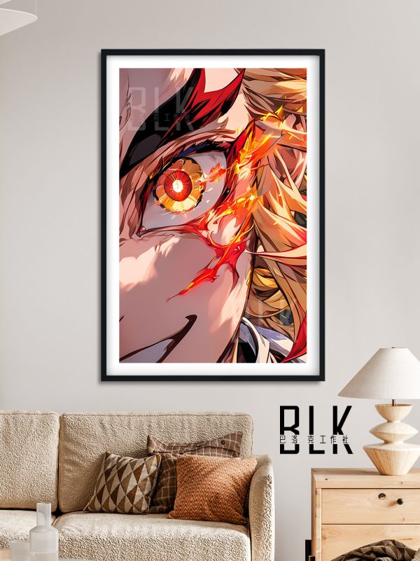 巴洛克《炎柱之眼》鬼滅之刃無限城篇猗窩座裝飾畫冰箱貼 