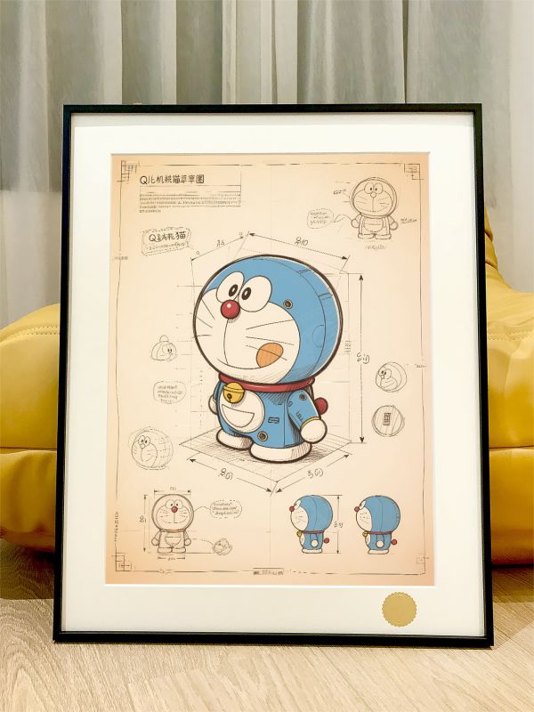 星空《哆啦A夢設計稿》Doraemon叮噹貓大雄裝飾畫 