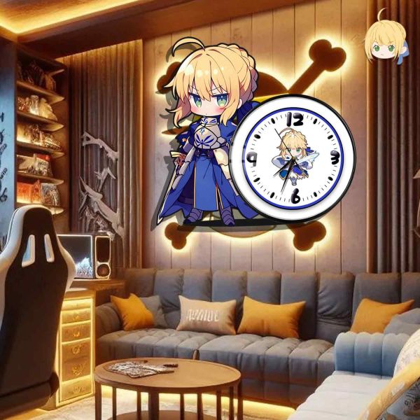 阿喵畫社 萌系吾王橫款靜音異形時鐘 