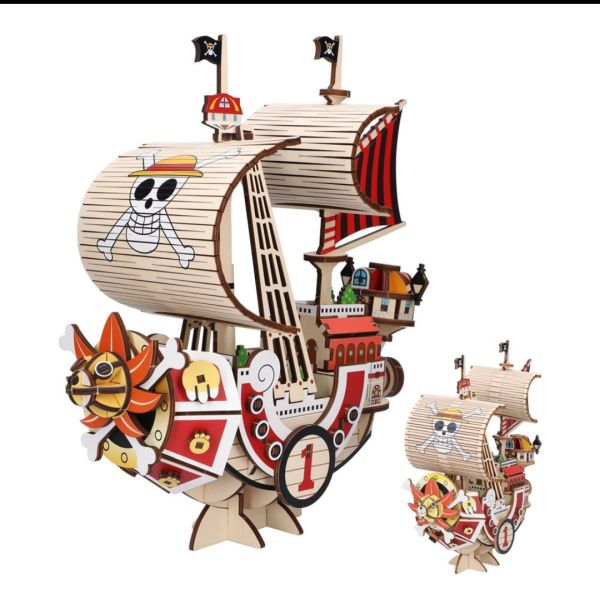 正版授權 A-zone×東映聯名 28週年航海王系列 千里陽光號 Mega拼裝木製模型 