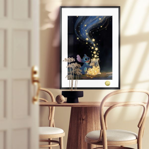 皇呱《史迪仔放飛星空》星際寶貝可愛藍色外星小怪物裝飾畫 