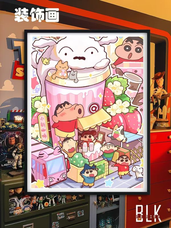 巴洛克 蠟筆小新野原新之助小白動漫藝術裝飾畫/亞克力冰箱貼 