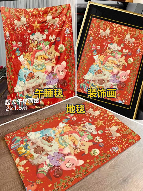 千鳥社 《寶可夢聖誕》皮卡丘謎擬丘聖誕午睡毯地毯裝飾畫 