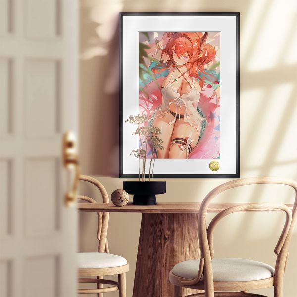 皇呱《水着少女史爾特爾》明日方舟神秘的薩卡茲少女泳裝裝飾畫 