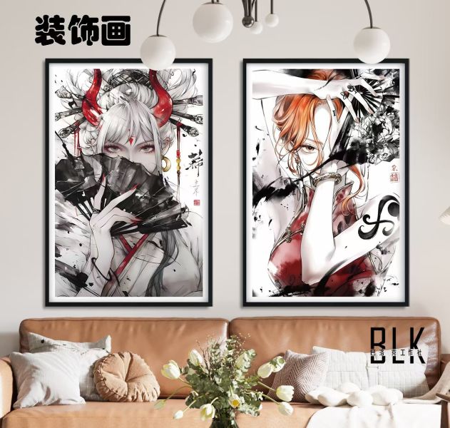 巴洛克 水墨風娜美大和女帝海賊王裝飾畫/冰箱貼 