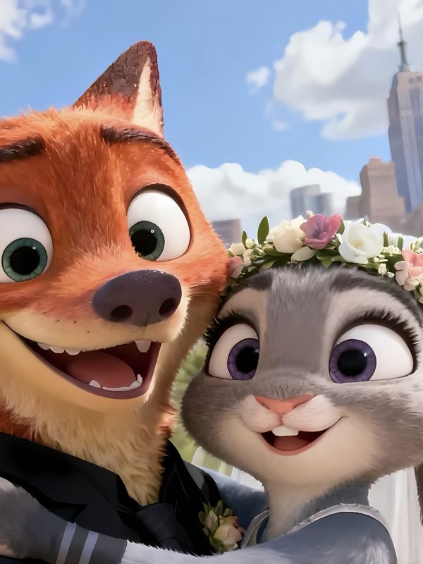 星空《動物城婚禮》瘋狂動物城2朱迪尼克裝飾畫 