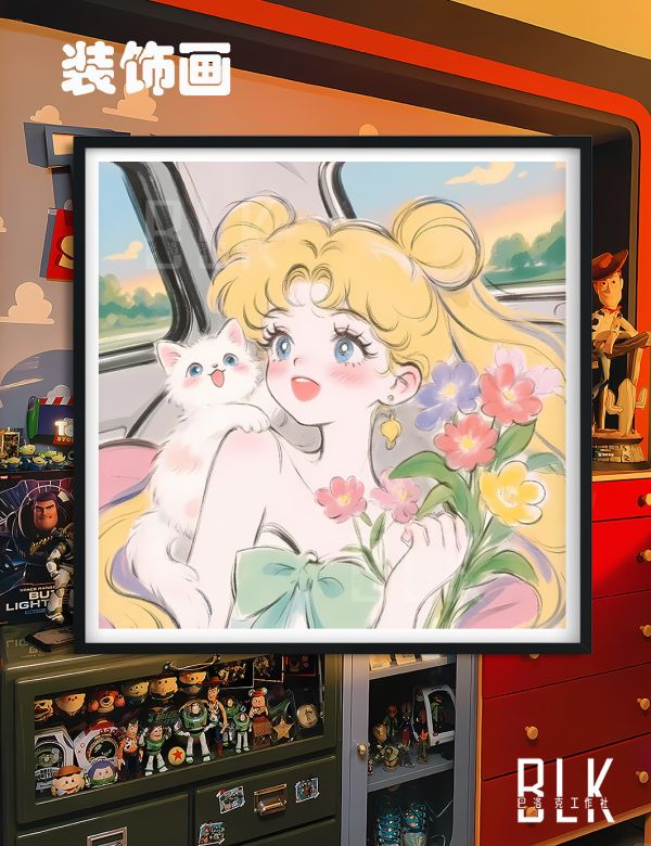 巴洛克《貓貓美少女》Sailor Moon美少女戰士裝飾畫冰箱貼 