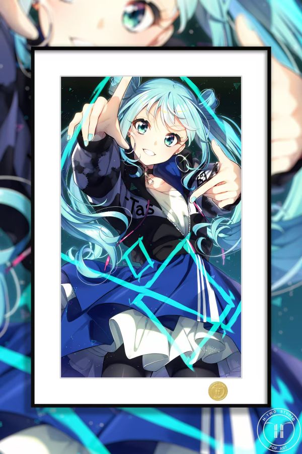 H2工作室 《初音未來》miku大蔥公主殿下裝飾畫 