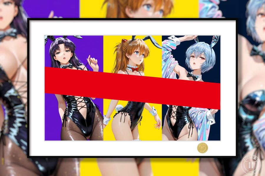 H2工作室 《兔女郎eva》新世紀福音戰士明日香綾波麗葛城美里裝飾畫 