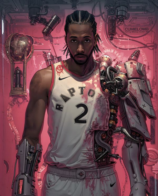 H2工作室 《19戰神卡》NBA科懷倫納德猛龍快船裝飾畫 