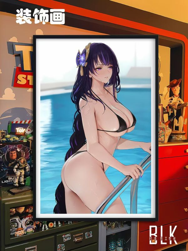 巴洛克 泳池雷電將軍原神影鳴神裝飾畫/冰箱貼 