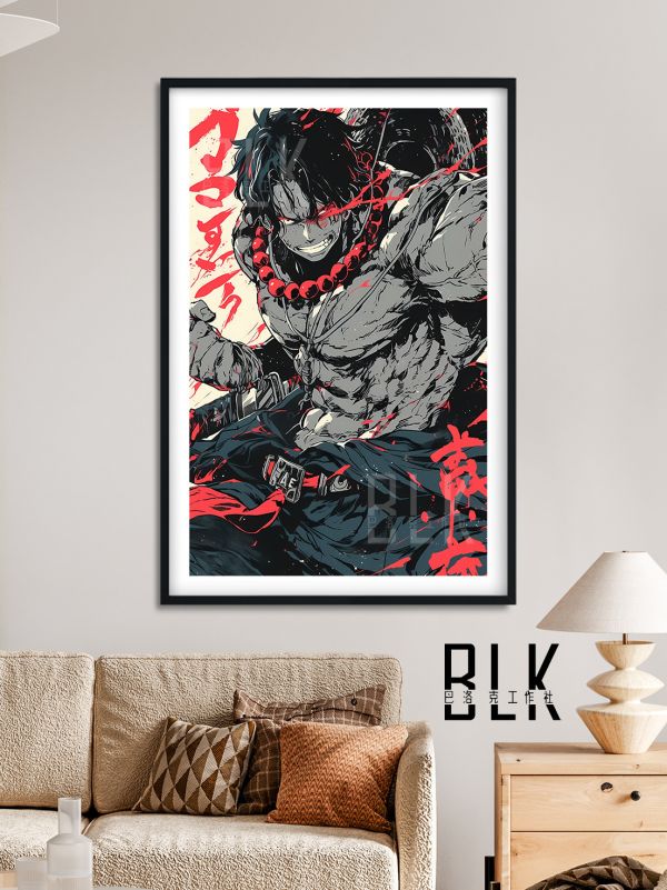 巴洛克《國風艾斯》燒燒果實Ace海賊王裝飾畫冰箱貼 