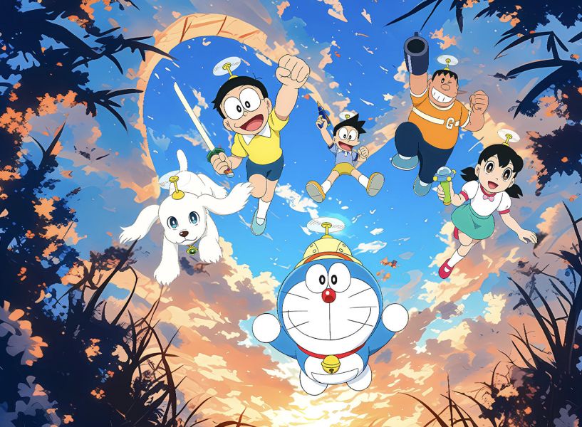 H2工作室《哆啦A夢》大雄小叮噹靜香胖虎小夫扁扁裝飾畫 