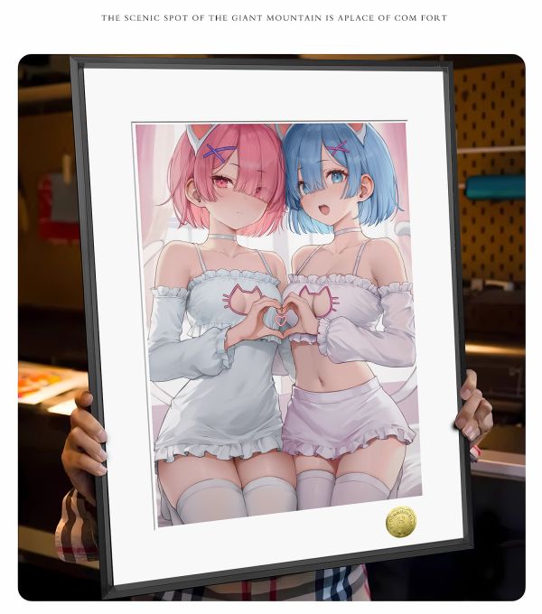 皇呱《雷姆拉姆比心》Re：從零開始的異世界生活睡衣裝飾畫 