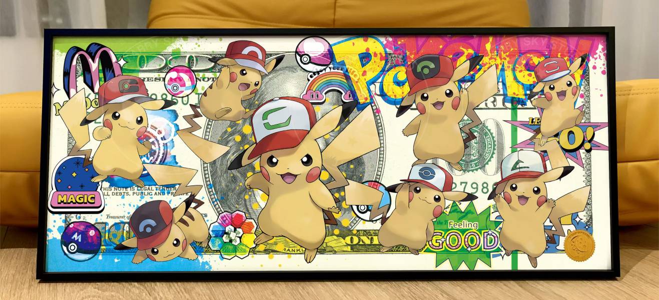 星空 《寶可夢美金版畫第三彈》神奇寶貝皮卡丘耿鬼火箭隊動漫裝飾畫 