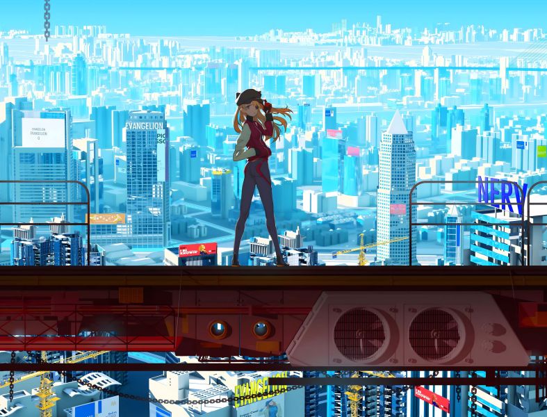 H2工作室 《鳥瞰EVA》新世紀福音戰士明日香裝飾畫 