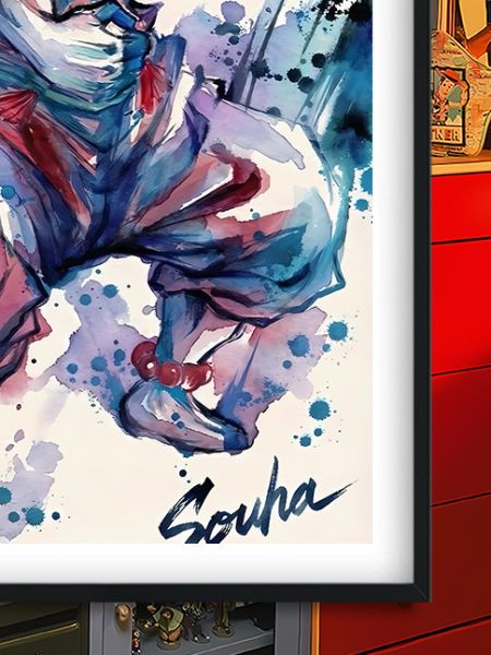 巴洛克《水彩猗窩座》鬼滅之刃無限城篇裝飾畫冰箱貼 