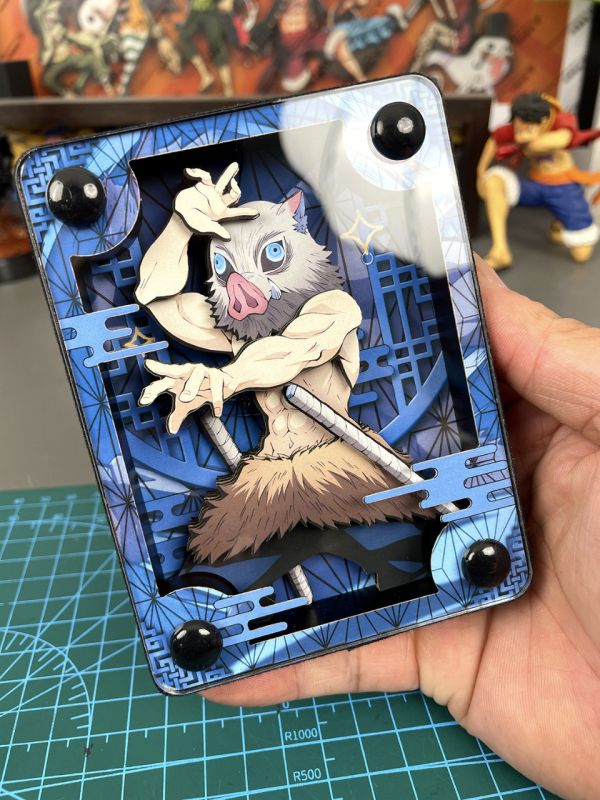 萌萌匠 鬼滅之刃甘露寺蜜璃嘴平伊之助3D立體裝飾畫方磚 