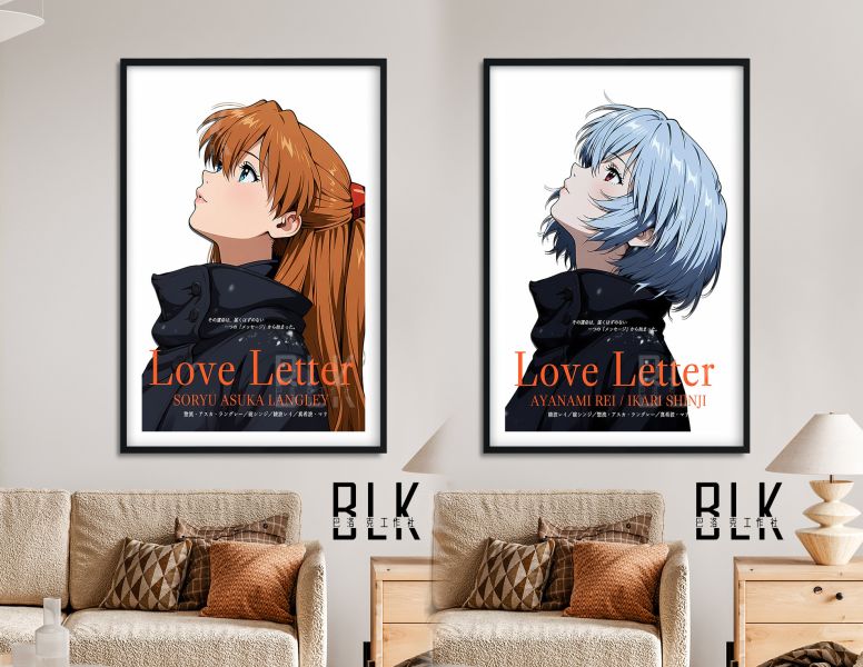 巴洛克《情書明日香/綾波麗》新世紀福音戰士裝飾畫冰箱貼 