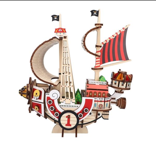 正版授權 A-zone×東映聯名 28週年航海王系列 千里陽光號 Mega拼裝木製模型 