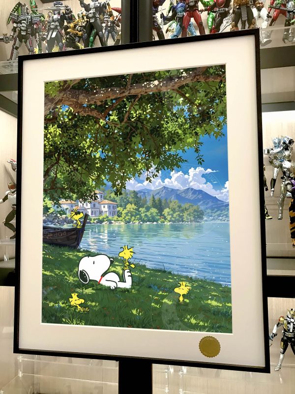 星空《湖畔史努比》花生漫畫Snoopy史奴比潮流藝術版畫裝飾畫 