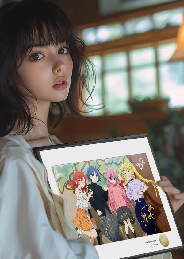 皇呱工作室 《結束樂隊合影》孤獨搖滾後藤一里喜多鬱代虹夏山田涼聲優簽名裝飾畫 