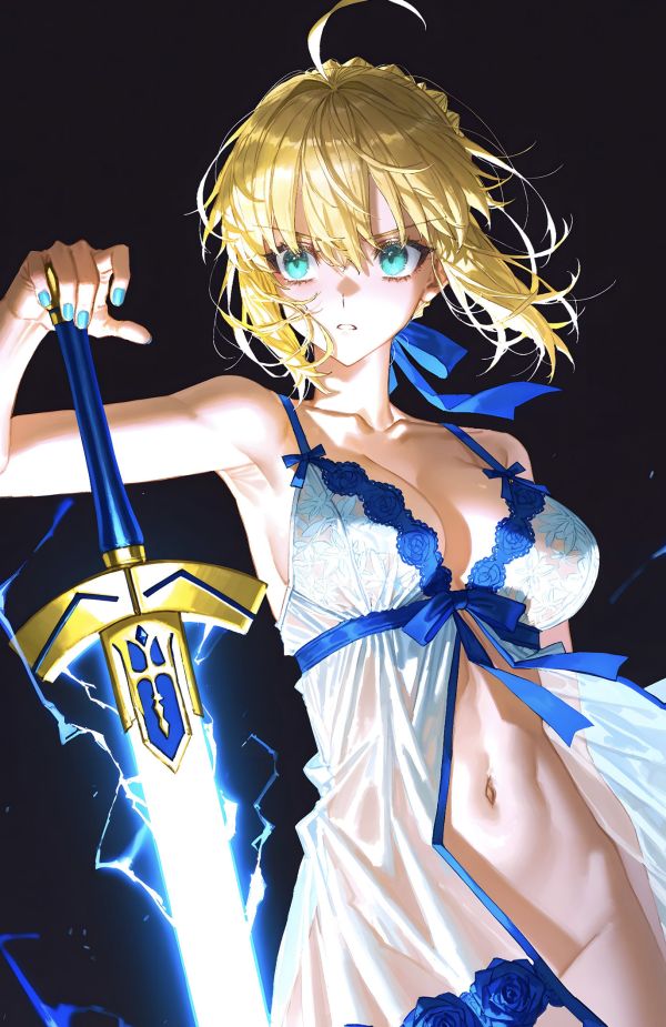 H2工作室 《睡衣saber》阿爾託莉雅Fate亞瑟王騎士王裝飾畫 