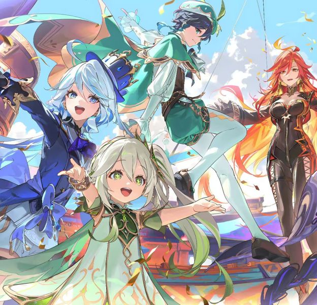 H2工作室 《六神》原神雷電將軍溫迪芙寧娜鍾離納西妲瑪薇卡裝飾畫 