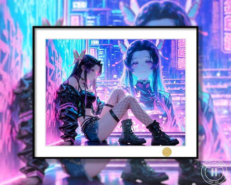 H2工作室《賽博香奈惠》鬼滅之刃花柱鬼殺隊蝴蝶忍裝飾畫 