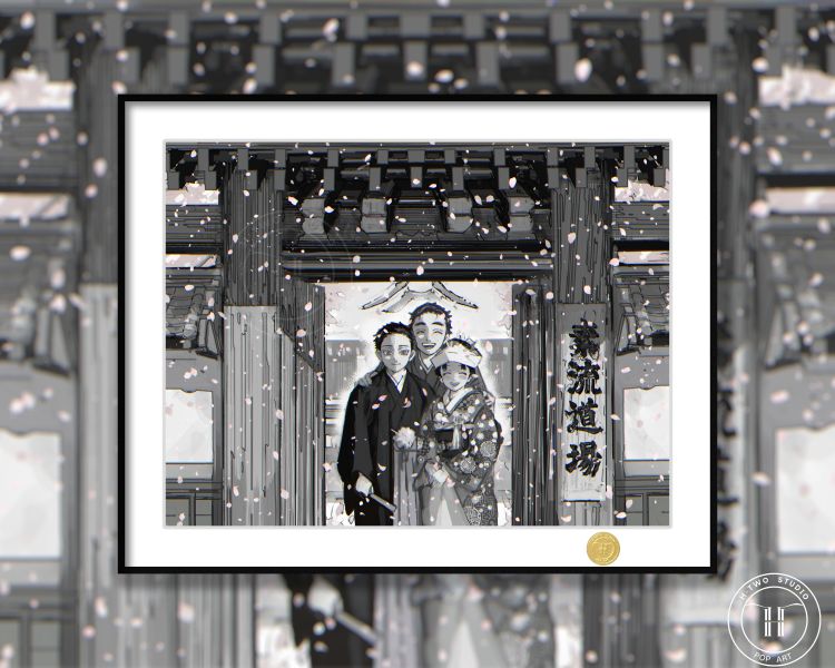 H2工作室《素流道場》鬼滅之刃猗窩座狛治戀雪慶藏裝飾畫 