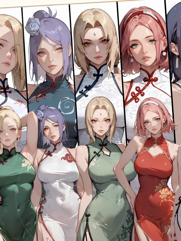 星空《火影女團》火影忍者綱手小櫻雛田小南裝飾畫 