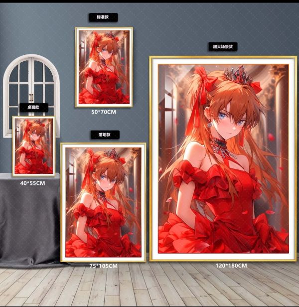 阿喵畫社 玫瑰禮服明日香 裝飾畫 
