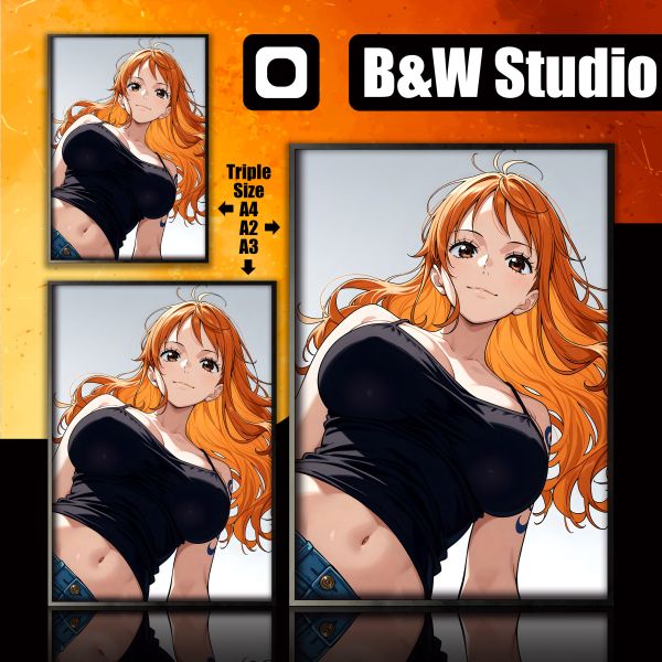 黑白畫映B&W Studio 娜美 冰箱貼&合金裝飾畫 