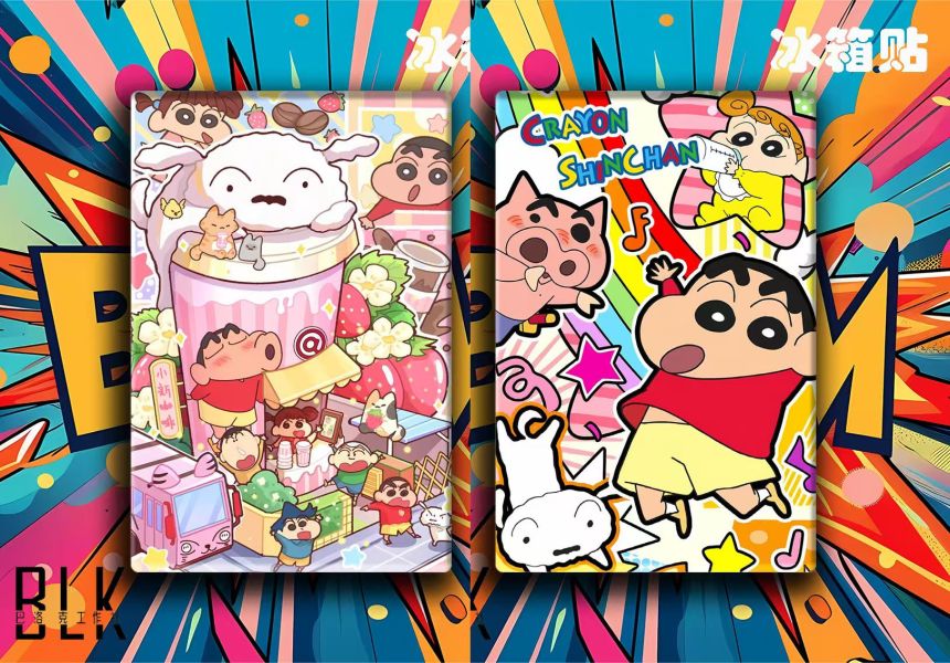 巴洛克 蠟筆小新野原新之助小白動漫藝術裝飾畫/亞克力冰箱貼 