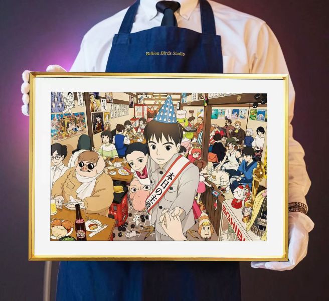 千鳥社 《宮崎駿餐廳》吉卜力航一紅豬千與千尋魔女宅急便裝飾畫 
