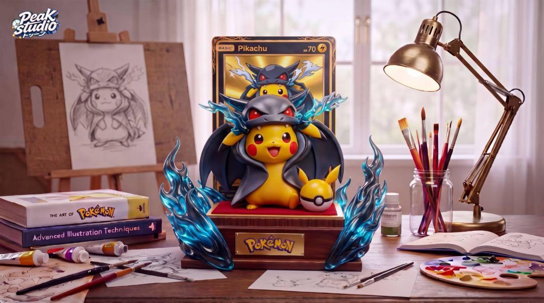 【補款】Peak Studio 噴火龍披風皮卡丘 限定GK雕像 