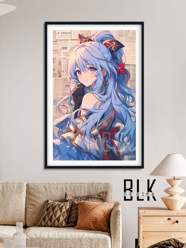 巴洛克《甘雨》Ganyu王小美循循守月苦雪裝飾畫冰箱貼 