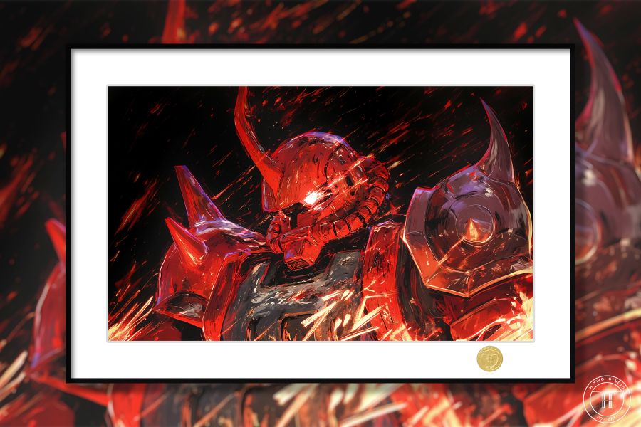 H2工作室 《紅色扎古》機動戰士高達紅色有角三倍速裝飾畫 