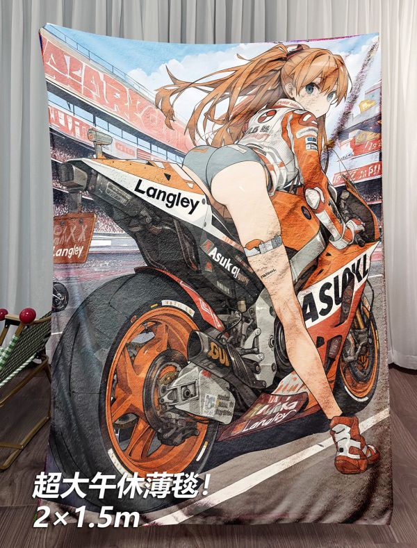 千鳥社《明日香摩托V2》新世紀福音戰士復古午睡毯地毯裝飾畫 