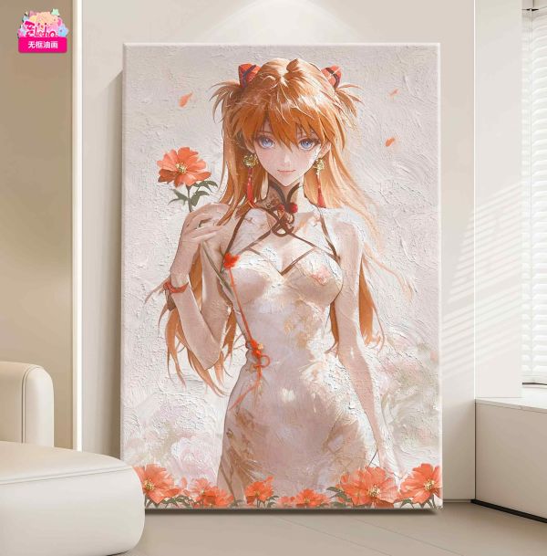 阿喵畫社 明日香 油畫丙烯超大無框手繪油畫 