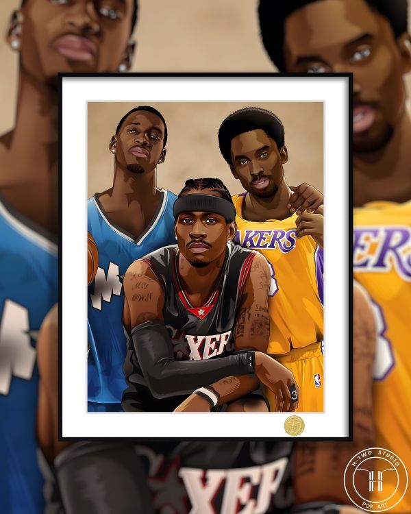 H2工作室 《你曾是少年》NBA科比麥迪艾弗森裝飾畫 