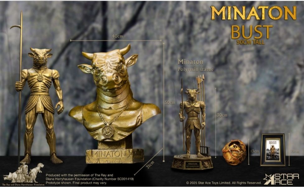 正版授權 Star Ace Toys 50cm 雷·哈里豪森 Minaton 牛魔王 半身像 